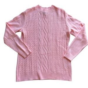 Karen Scott Light Pink Mock Neck Cable Knit Sweater
